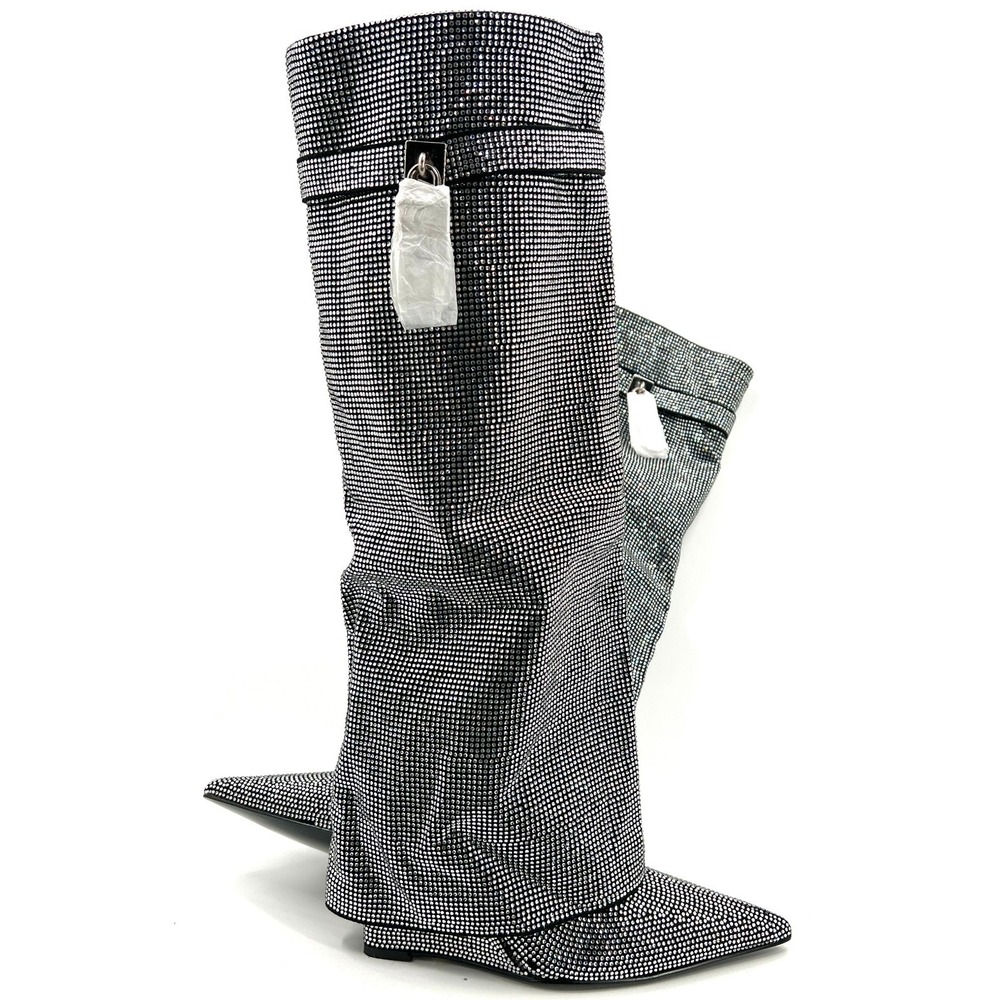 NEW Stephan paris pull on knee high rhinestone bling dancing clubbing boots 5 6